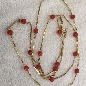 VINTAGE 14K CORAL CHAIN NECKLACE